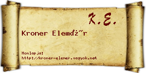 Kroner Elemér névjegykártya